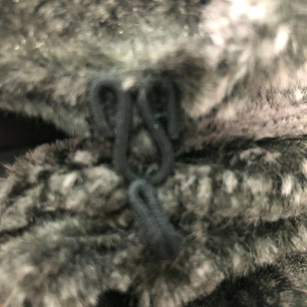 Cejon Faux Fur Vest Womens M Gray Black Hook n Loop High Collar Lined Pockets - Picture 8 of 10